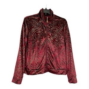 Mirror Image Black Cherry Tiger Print Sweater colors of gold, black size L